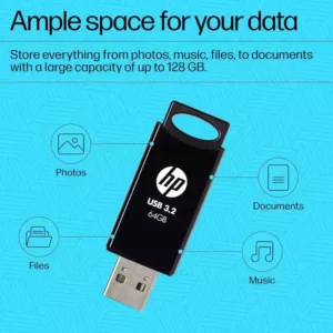 HP 712w 64GB USB 3.2 Flash Drive-Black